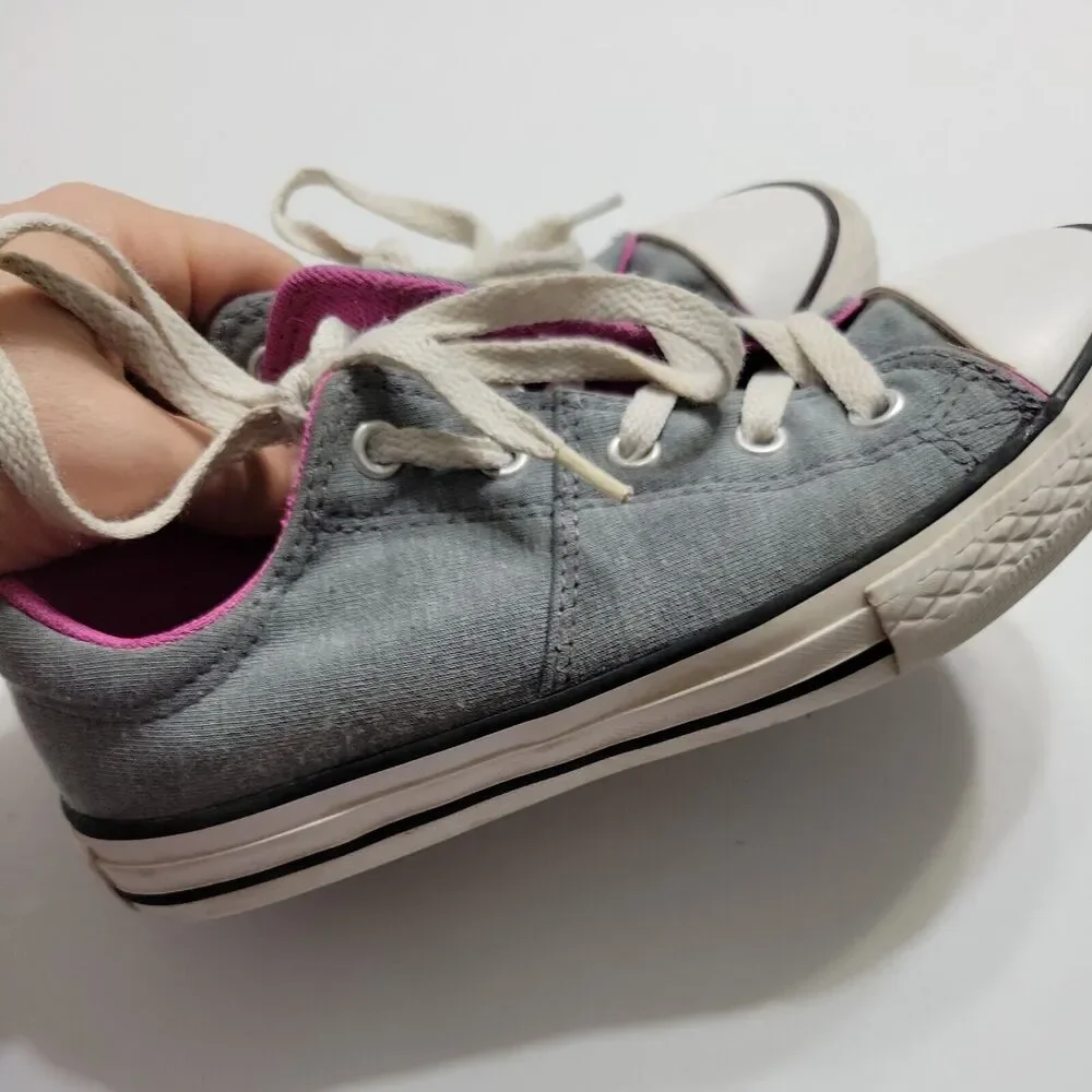 Converse All Star Shoes Girl 2 Grey Purple Low Top Jersey Canvas Comfort Sneaker